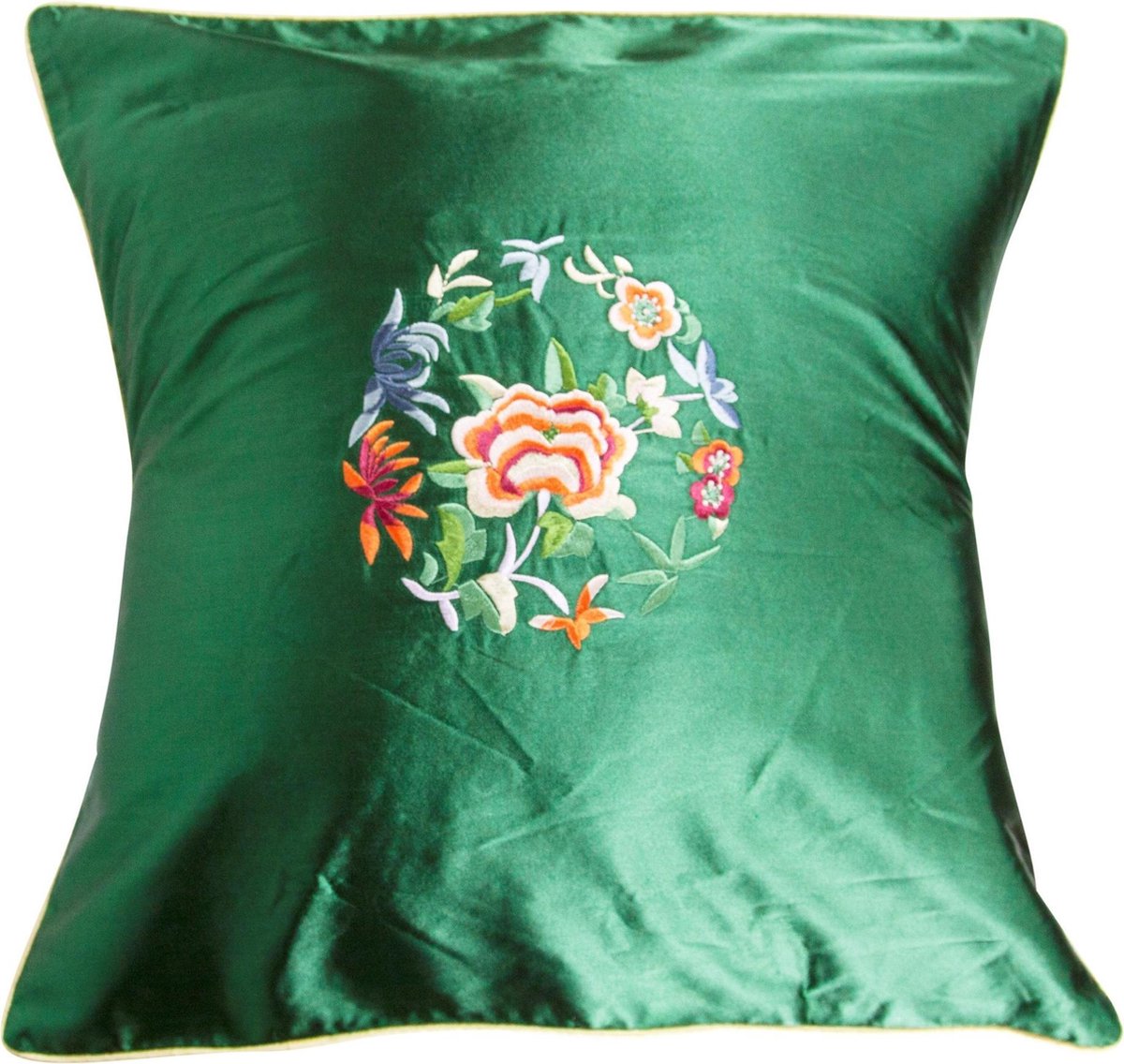 Fine Asianliving Kussenhoes Groen Bloemen 45x45cm Zonder Vulling