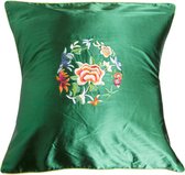 Fine Asianliving Kussenhoes Groen Bloemen 40x40cm