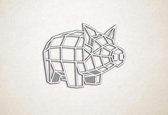 Line Art - Varken 2 - S - 45x58cm - Wit - geometrische wanddecoratie