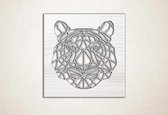 Line Art - Tijger vierkant - S - 45x45cm - EssenhoutWit - geometrische wanddecoratie