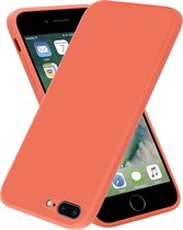ShieldCase geschikt voor Apple iPhone 7 Plus / 8 Plus vierkante silicone case - oranje