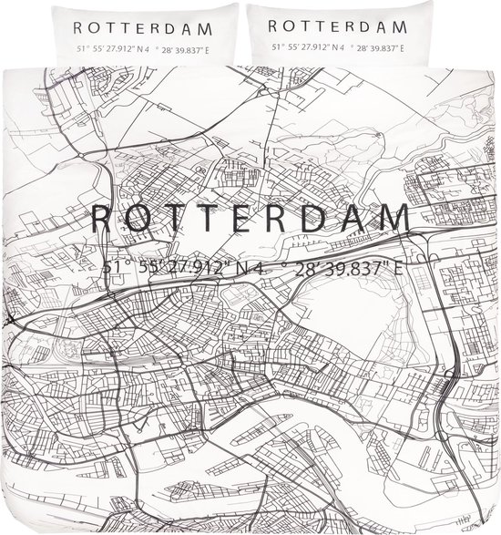 BINK City Dekbedovertrek Rotterdam 2 wit/zwart (inclusief 2 60x70 cm)