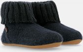 Haflinger Karlo Sokpantoffel - Donker Blauw - 34 - Vilt, Kinderpantoffel, Gummyzool, warm om de enkels