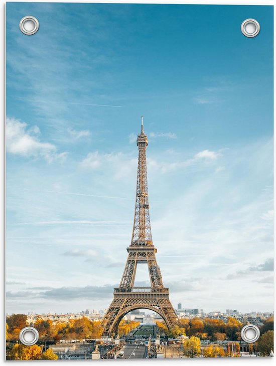 Tuinposter – Eiffeltoren in Parijs, Frankrijk - 30x40cm Foto op Tuinposter  (wanddecoratie voor buiten en binnen)
