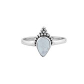 Tanith | Ring 925 zilver met edelsteen  maansteen | edelstenen sieraden | dames ringen zilver | Maat 16