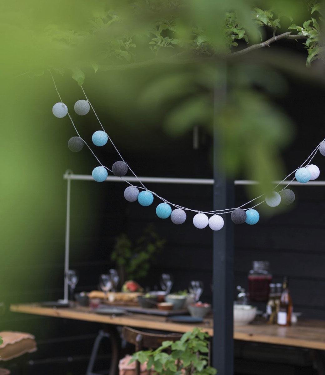 Cotton Ball Lights buiten feestverlichting blauw 20 ballen Turquesa