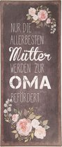 Clayre & Eef Tekstbord 13*30 cm Meerkleurig Metaal Rechthoek Bloemen Mütter Oma Wandbord Quote Bord Spreuk