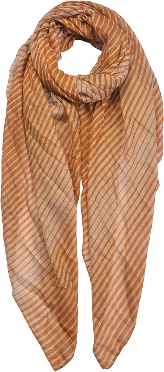 Melady Sjaal Dames Print 90x180 cm Geel Synthetisch Strepen Shawl Dames