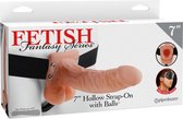 Fetish fantasie series 7 hollow strap-on met balls 17.8cm flesh