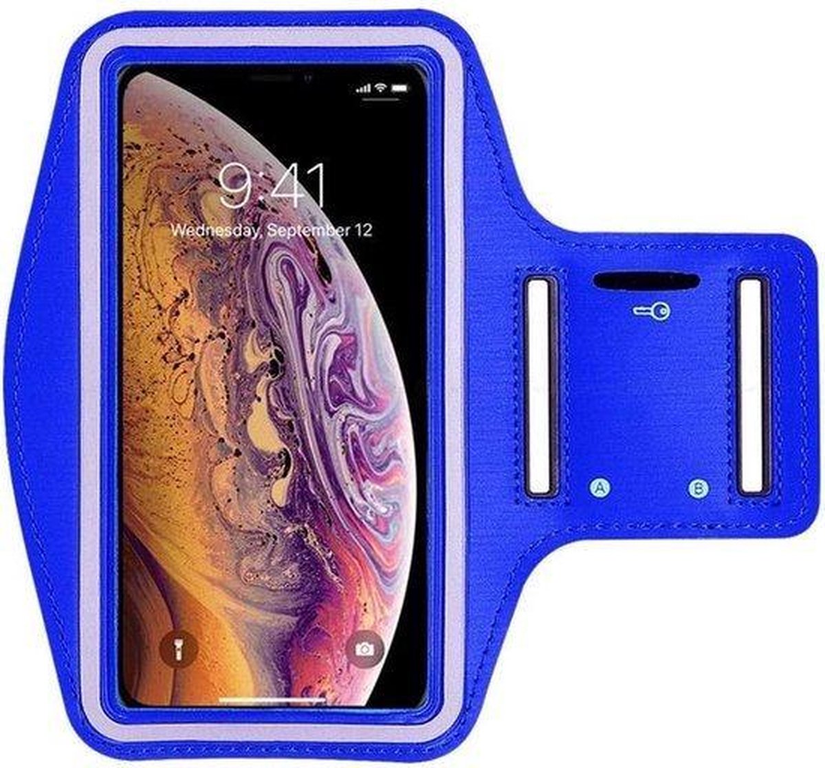 Sportarmband - Blauw - Spatwaterdicht - 1 sleutelhouder - Reflecterend - Hardlooparmband - Telefoonarmband - Hardloop Telefoonhouder Geschikt voor: Samsung Galaxy S21 Ultra