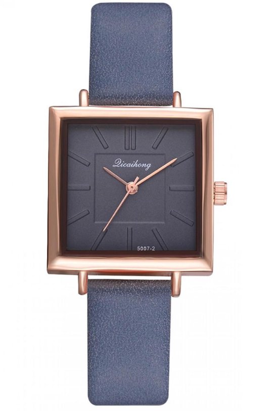 Hidzo Horloge Dicaihong Ø 28 – Blauw – Kunstleer – Met Horlogedoosje