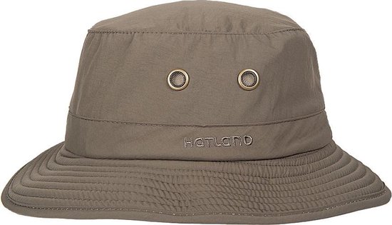 Hatland - Verkoelende UV Bucket hoed voor heren - Lykens Cooldown - Olijfgroen - maat M (57CM)