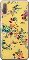 Samsung A7 2018 hoesje siliconen - Floral days | Samsung Galaxy A7 2018 case | geel | TPU backcover transparant