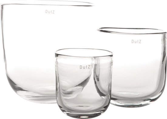 Dutz - design vaas - oval big - transparant - glas - bloemenvaas - mondgeblazen - H 20 cm