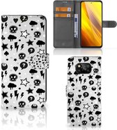 Telefoonhoesje Xiaomi Poco X3 | Poco X3 Pro Wallet Book Case met Pasjeshouder Silver Punk