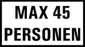 Max 45 personen tekststicker 300 x 225 mm