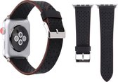 Compatible apple watch bandjes - By Qubix - Dot Pattern Leren bandje - Zwart - Geschikt voor Apple Watch 42mm / 44mm / 45mm - Apple watch series 3/4/5/6/7