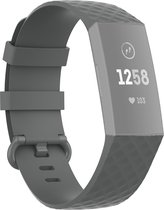 By Qubix - Fitbit Charge 3 & 4 siliconen diamant pattern bandje (Large) - Grijs - Fitbit charge bandjes