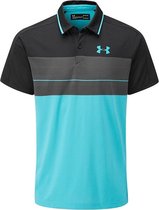 UA Vanish Chest Stripe Polo-Black / Jet Gray - Mannen maat: L    heren > golf kleding > polo