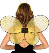 Fiestas Guirca Verkleed vleugels bij/vlinder - geel - voor dames/meisjes - Carnavalskleding/accessoires