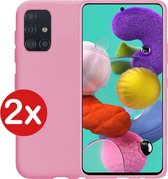 Samsung A51 Hoesje - Samsung Galaxy A51 Hoes Siliconen Case Hoes Cover - Roze - 2 PACK