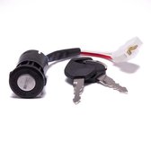 Contactslot met 2 sleutels en 2 polige T stekker female - voor elektrische kinderauto - kindermotor - kinderquad - kindertractor - accuvoertuig