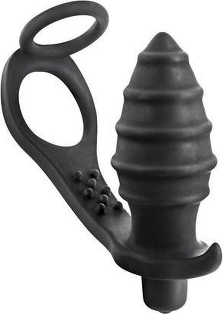 Goedkoopste Blue Junker Ap071 - Cockring met Vibrerende Buttplug - 16 x 3.9cm - Zwart