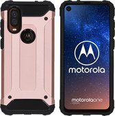 iMoshion Rugged Xtreme Backcover Motorola One Vision hoesje - Rosé Goud