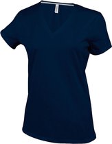 Kariban Dames/dames Feminine Fit Korte Mouwen V Hals T-Shirt (Marine)