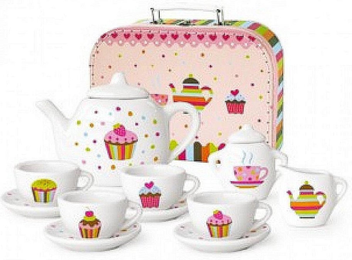 Simply for Kids Porseleinen Theeservies Cupcake met Koffertje