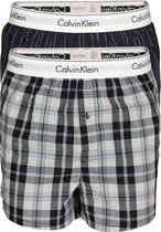 Calvin Klein Modern Cotton Slim Fit Boxer (2-pack) - wijde boxers katoen - gestreept en geruit - Maat: M