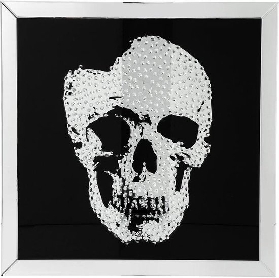 Exclusieve afbeelding wanddecoratie MIRROR SKULL 100x100cm Diamond Skull XXL