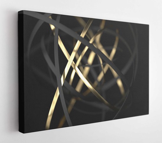 Abstract gold and black motion rings on black background. 3d render illustration  - Modern Art Canvas - Horizontal - 1236807622 - 50*40 Horizontal