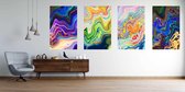 Onlinecanvas - Schilderij - Abstract Neon Texture Colored Bright Liquid Paints.- Art Vertical Vertical - Multicolor - 115 X 75 Cm