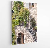 Old stone house with side staircase overgrown by climbing grapevine .  - Modern Art Canvas  - Horizontal - 1068093191 - 50*40 Horizontal