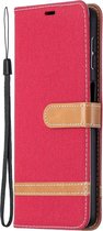 Denim Book Case - Samsung Galaxy A32 5G Hoesje - Rood