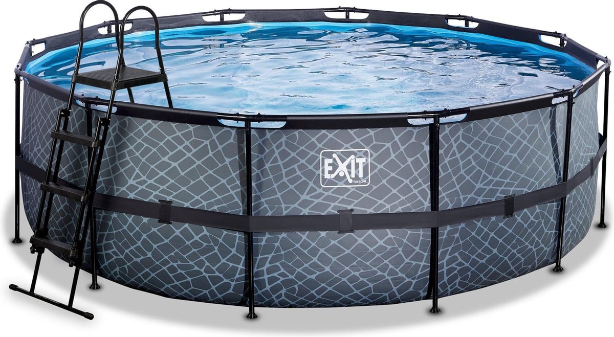 EXIT Stone zwembad Ã¸427x122cm met filterpomp - grijs