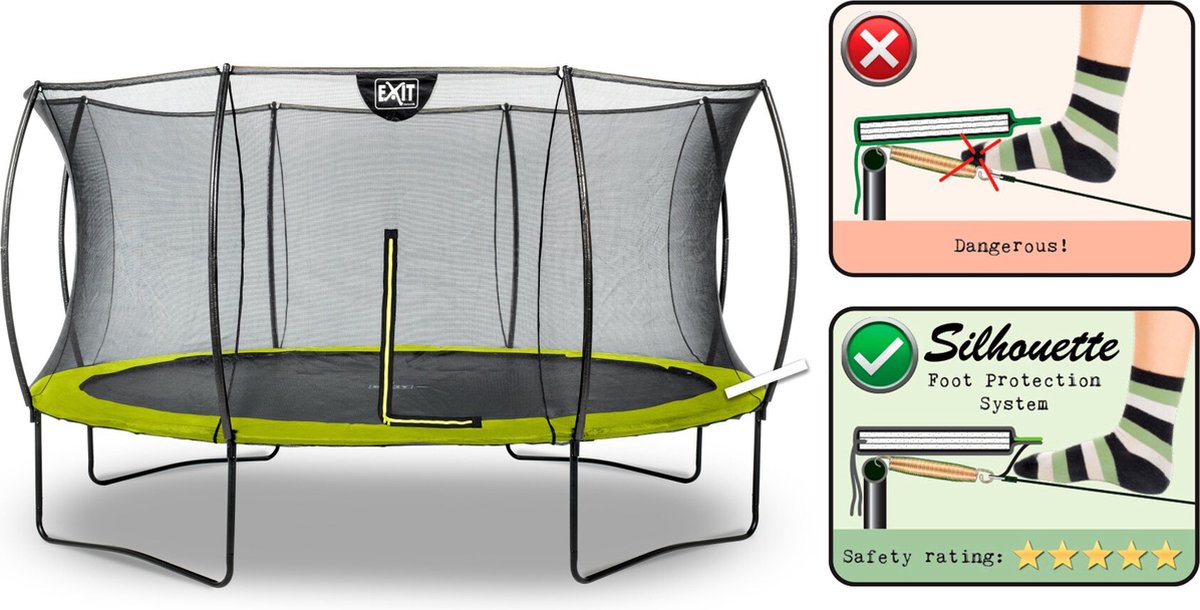 EXIT Silhouette Trampoline ø427cm - Op Poten - Rond - Trampoline Buiten - Voor Kinderen - Groen — afbeelding 15