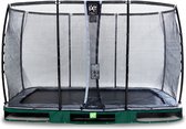 EXIT Elegant Premium inground trampoline rechthoek 244x427cm met Deluxe veiligheidsnet- groen