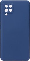 Shop4 - Samsung Galaxy A42 5G Hoesje - Zachte Back Case Mat Donker Blauw
