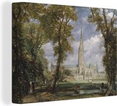 Canvas Schilderij Salisbury Cathedral from the Bishop's Grounds - Schilderij van John Constable - 80x60 cm - Wanddecoratie