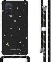 iMoshion Design hoesje met koord voor de Samsung Galaxy A71 - Sterren - Zwart / Goud