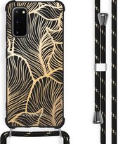 iMoshion Design hoesje met koord voor de Samsung Galaxy S20 Plus - Bladeren - Goud / Zwart