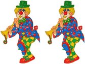 2x stuks wanddecoratie carnaval clown 70 cm - Feestartikelen en versieringen