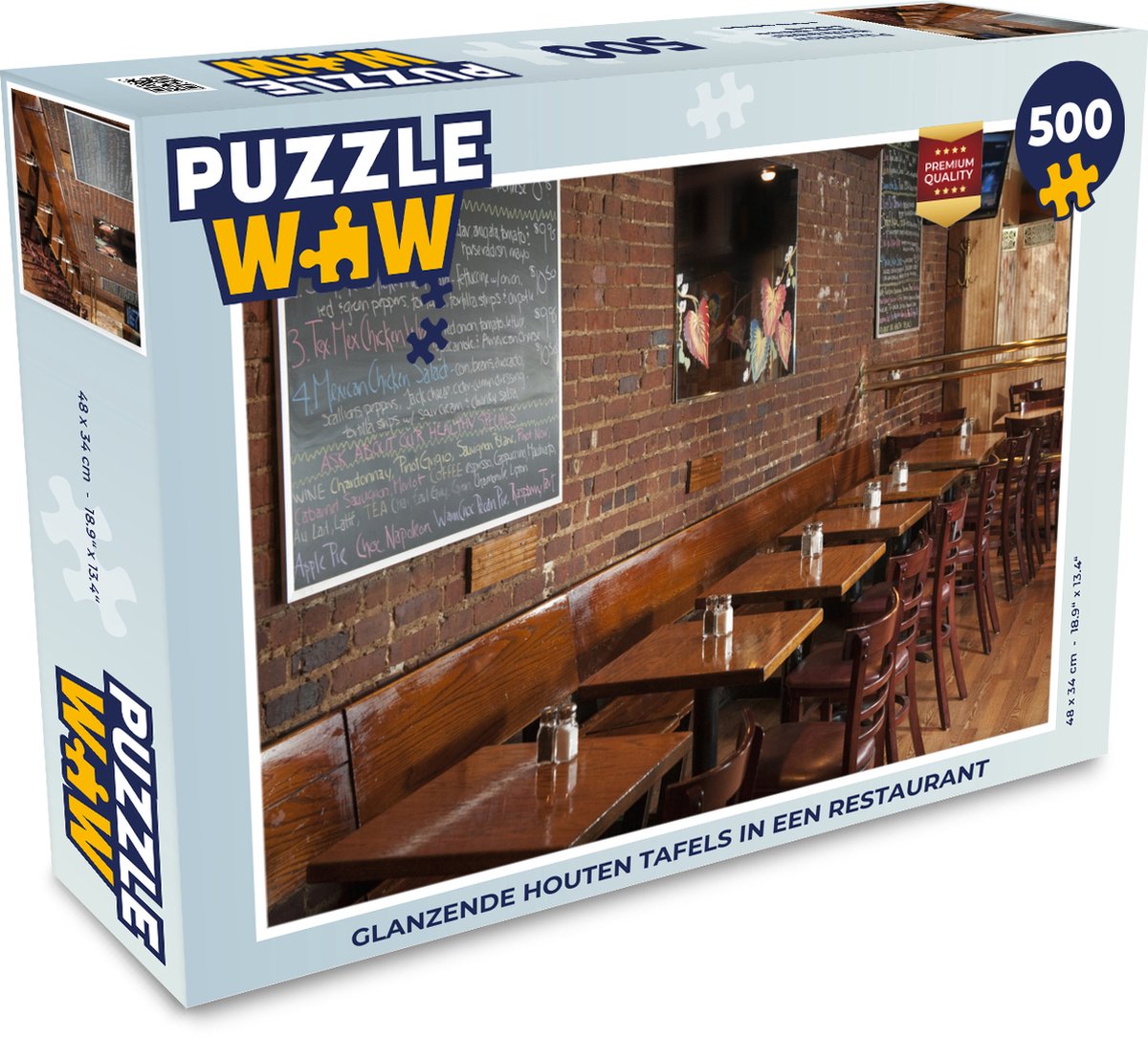 Afbeelding van product Puzzel 500 stukjes Restaurant - Glanzende houten tafels in een restaurant - PuzzleWow heeft +100000 puzzels