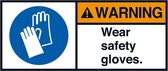 Warning Wear safety gloves sticker, ANSI 70 x 160 mm