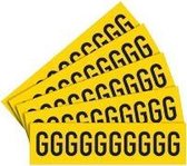 Sticker letters geel/zwart teksthoogte: 30 mm letter G