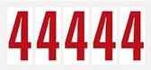 Cijfer stickers wit/rood teksthoogte: 75 mm cijfer 4
