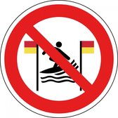 Verboden te surfen tussen rode en gele vlag sticker - ISO 7010 - P064 100 mm