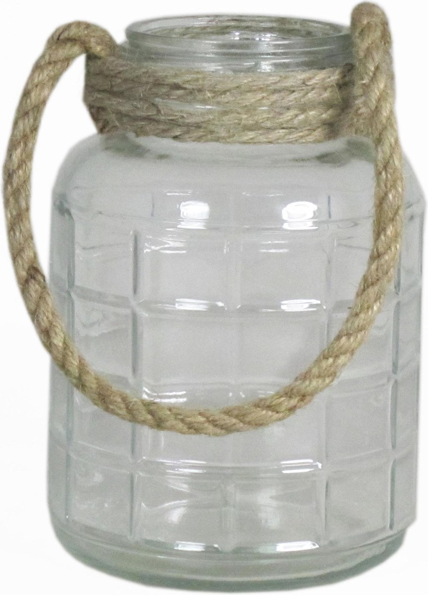 NieuwZeeland verkouden worden auditie Glazen vaas/vazen 2 liter met touw hengsel/handvat 12,5 x 14,5 cm - 2000 ml  -... | bol.com